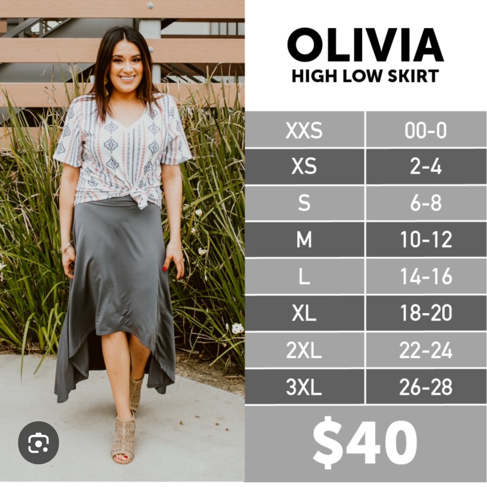 NWT LuLaRoe Women’s Olivia High/Low Maxi Skirt XL Black with Red Poppies Floral - Picture 6 of 7